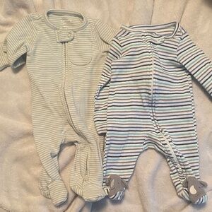 Striped newborn footie sleepers, EUC, Carters - BUNDLE ONLY